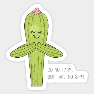 Cartoon cactus in namaste pose Sticker